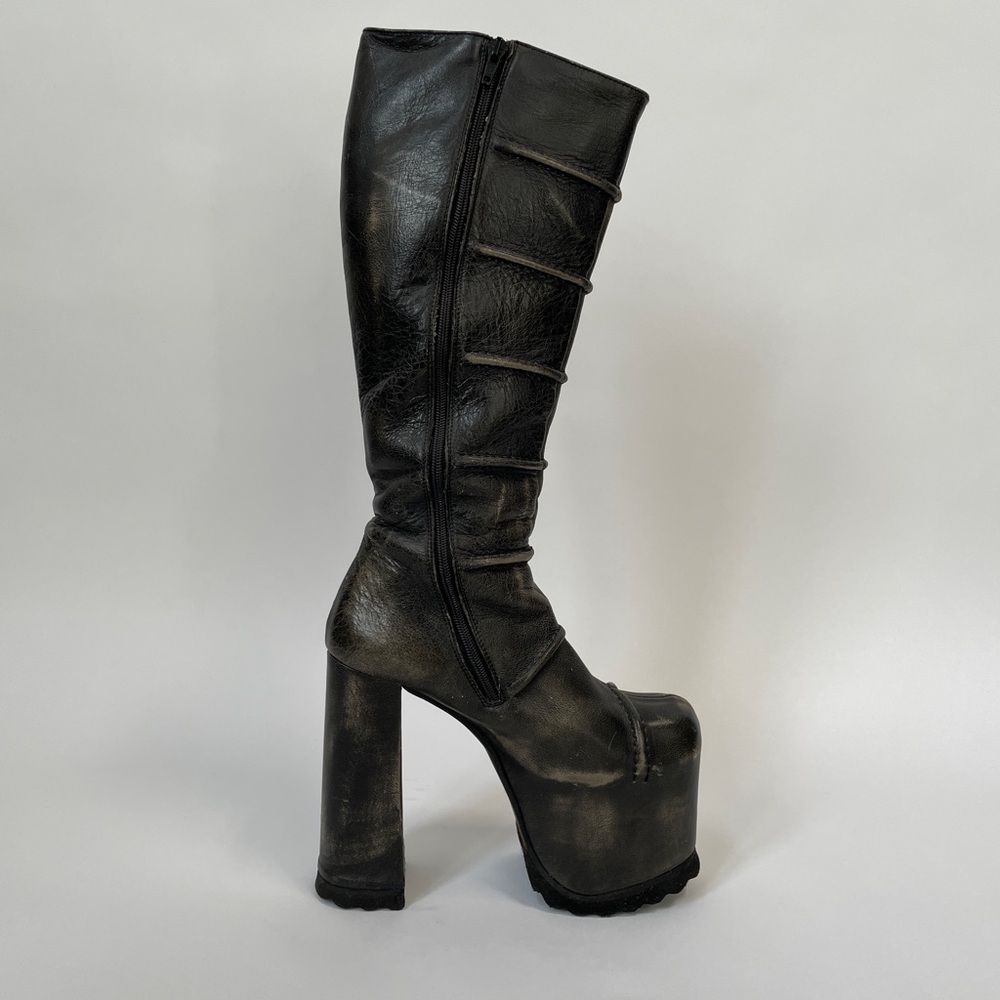 LUCHINY - REAL LEATHER - LUG PLATFORM KNEE HIGH WARRIOR BOOTS - 9 - SUPER RARE! - Picture 13 of 16